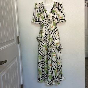 JILL STUART Estelle Tropical Ruffle Cutout Dress NWOT